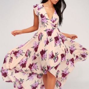 French Countryside Blush Floral High-Low Dress